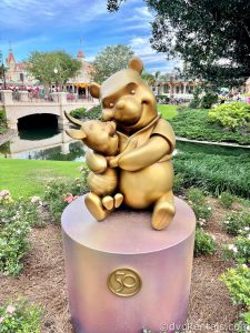 Winnie the Pooh and Piglet Gold 50th Anniversary Statue.