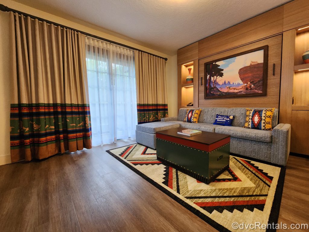 Living Area inside the One Bedroom Villa at Boulder Ridge Villas.
