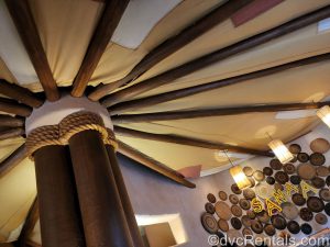 The umbrella ceiling at Sanaa Restaurant at Disney's Animal Kingdom Villas - Kidani Village.