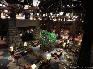 Inside the lobby at Disney's Grand Californian Resort.