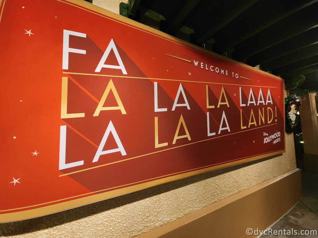 Red Sign that reads "Welcome to Fa La La Land."