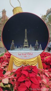 Large Christmas Ornament with an Eifel Tower in the middle.