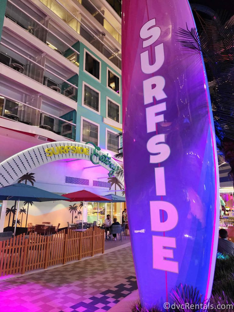 Surfside neighborhood sign onboard the Icon of the Seas