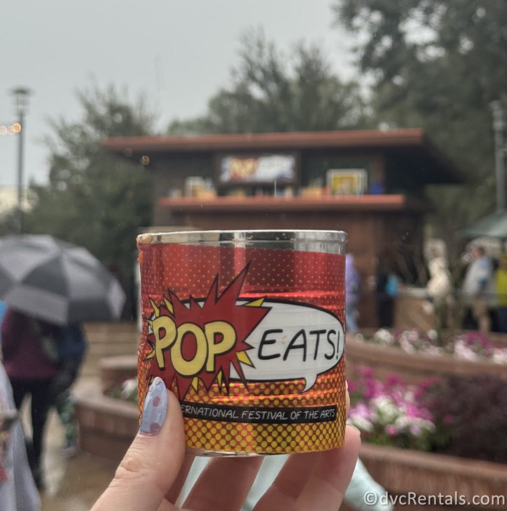 "Pop Art" tomato soup can with a blurred background.