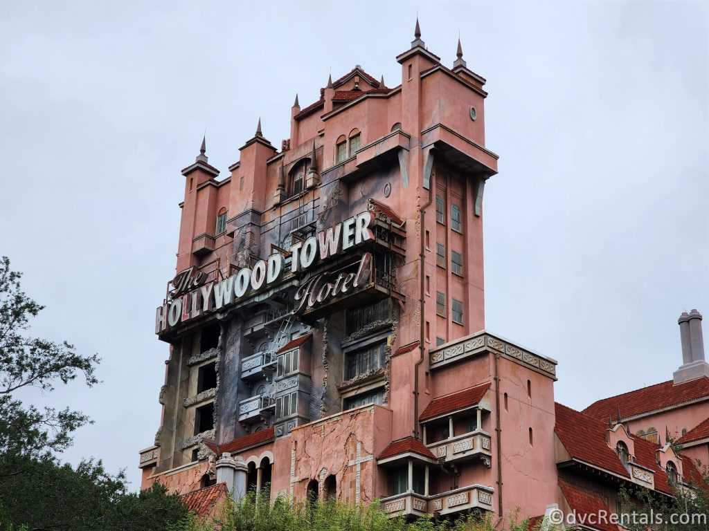 Exterior of the Hollywood Tower Hotel at Disney's Hollywood Studios.