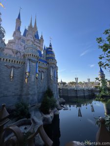 Back of Cinderella Castle next to the moat.