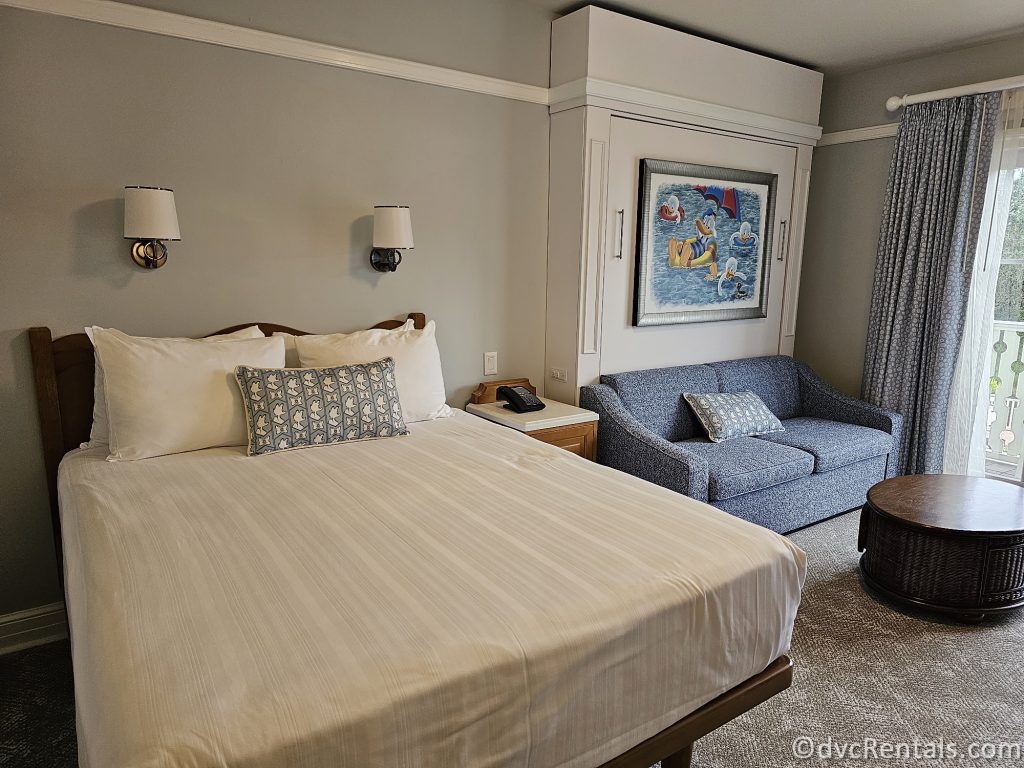 Queen-sized bed and Pull Down Bed in the Studio at Beach Club.