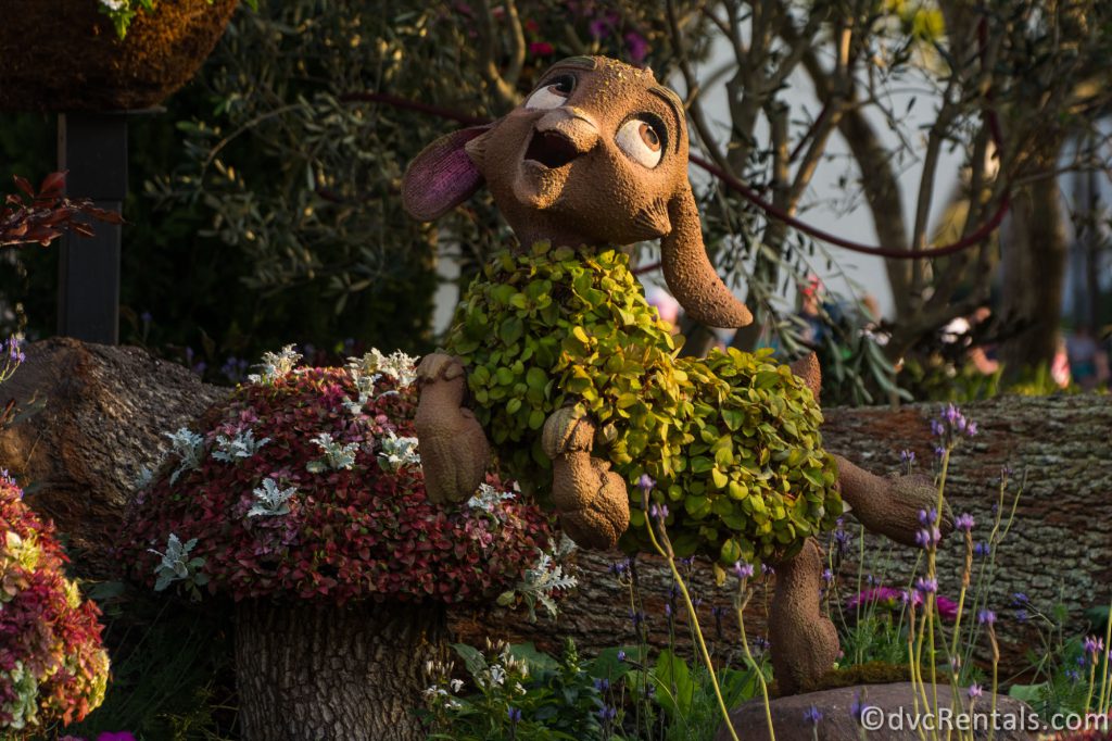 Close-up of Valentino's topiary from Disney's Wish.