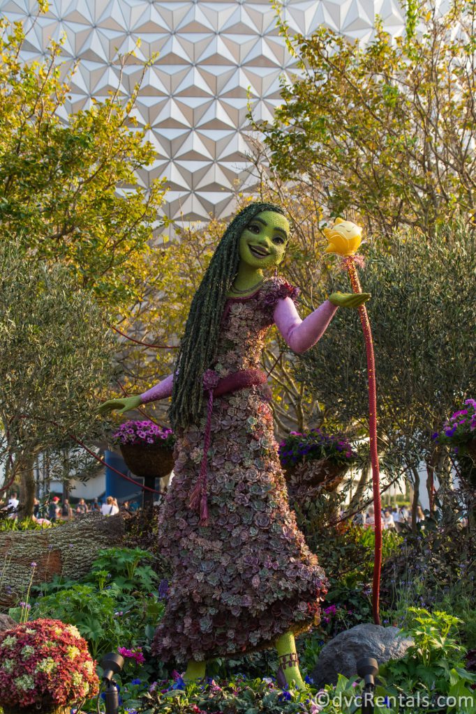 Close-up of Asha and the Wishing Star's topiary from Disney's Wish.