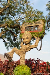Topiary of Groot from Marvel's Guardians of the Galaxy.