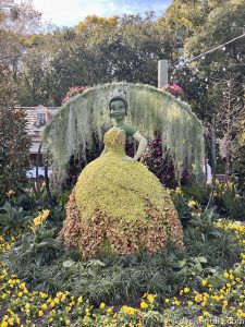 Topiary of Tiana from Disney's Princess and the Frog located in the American Pavilion.