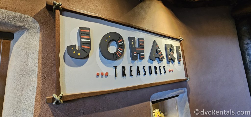 Sign for Johari Treasures at Disney's Animal Kingdom Villas, Kidani Village.
