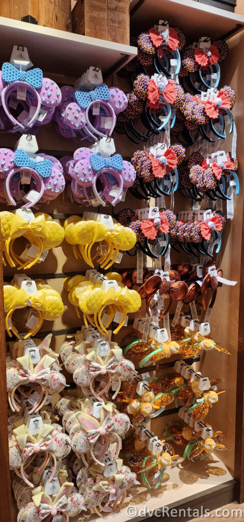Display of colorful Minnie Ears at World of Disney in Disney Springs.