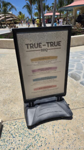 True True BBQ menu sign showcasing all of the buffet offerings.