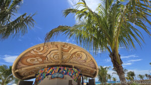 Exterior of Goombay Cultural Center with a large palm tree next to it.