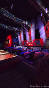 Train of cars on Guardians of the Galaxy: Cosmic Rewind.