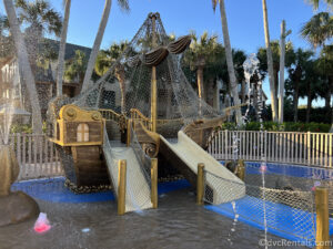 Pirate Ship-Shaped Water Play Area at Disney's Vero Beach Resort.