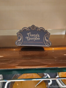 Plaque for Tiana's Gumbo on the buffet at 1900 Park Fare.