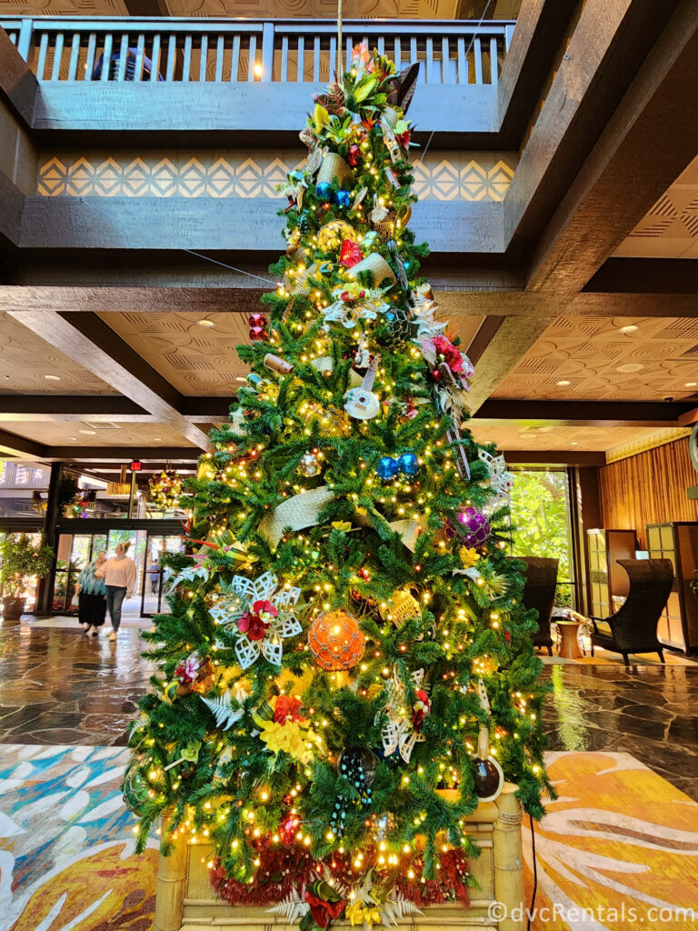 Christmas Tree in the lobby of Disney's Polynesian Resort.