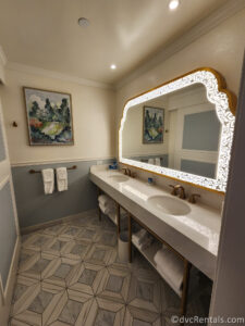 Ornate, Lightup Vanity in the bathroom area of the Resort Studio at Disney's Grand Floridian.