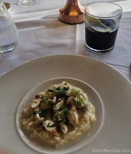 The He’e appetizer of octopus risotto is served in a white dish at ‘Ama’Ama at Aulani.