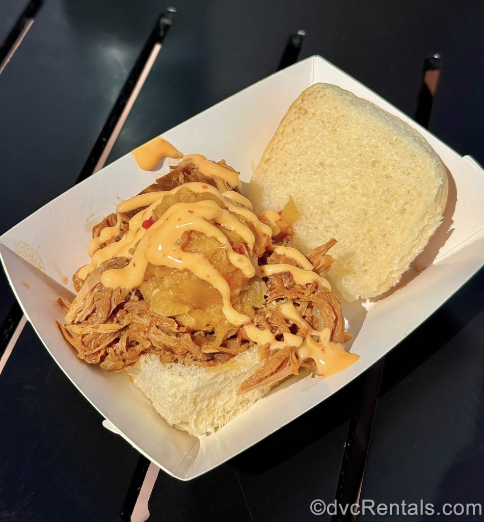 Slow-roasted Pork Slider with Sweet-and-Sour Chutney featuring DOLE Pineapple and Spicy Mayonnaise.